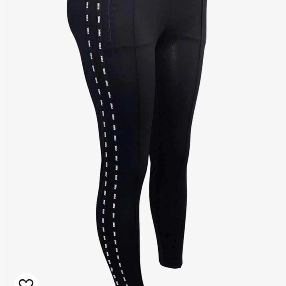 PINK VS Black Leggings with White Stripe Detail